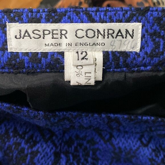 Jasper Conrad Royal Blue Black Pencil Skirt Wool and Cashmere Blend - Picture 9 of 14